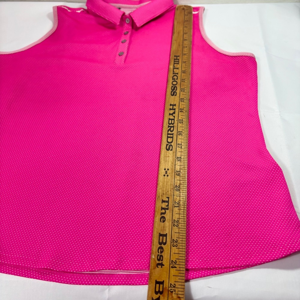Adidas Golf Women Polo XL Collared Performance Sleeveless Pink Dot Athletic Top - Picture 9 of 9